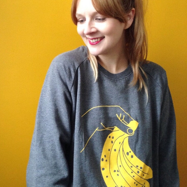 Grey Adult Organic Cotton Banana Bunch Sweatshirt